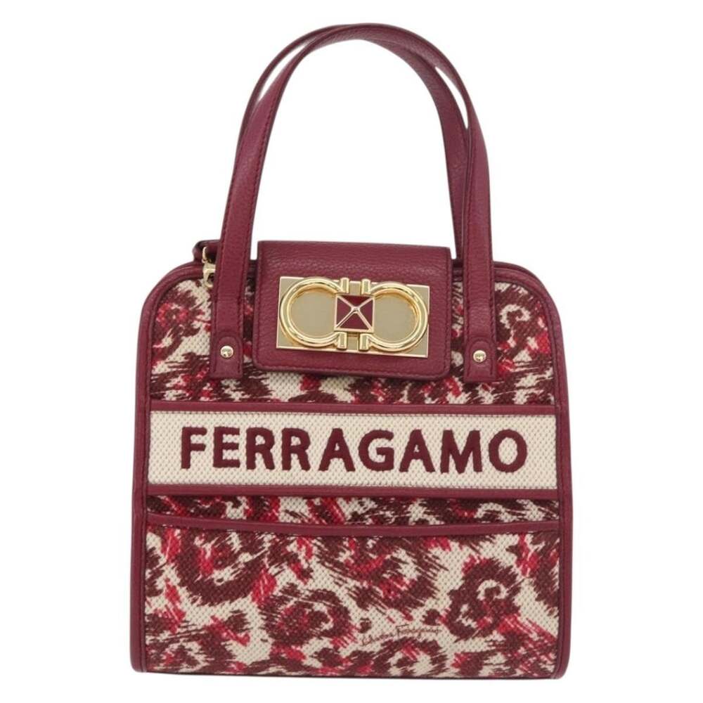 Salvatore Ferragamo Canvas Gancini Handbag Red